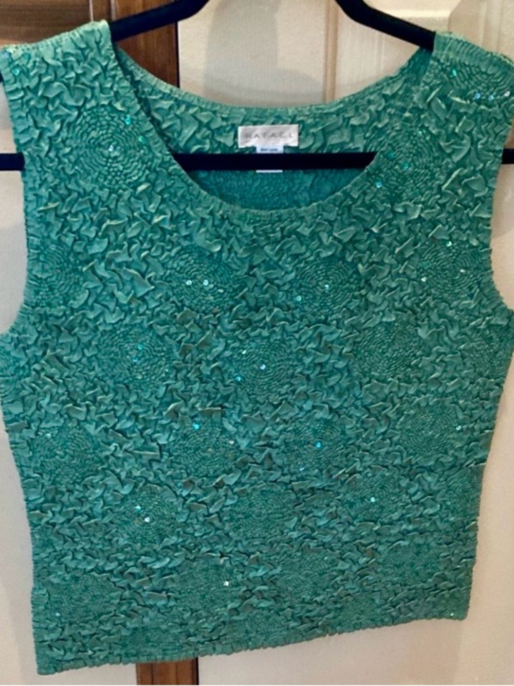 RAFAEL Textured and Crinkled  sequined Tank Top